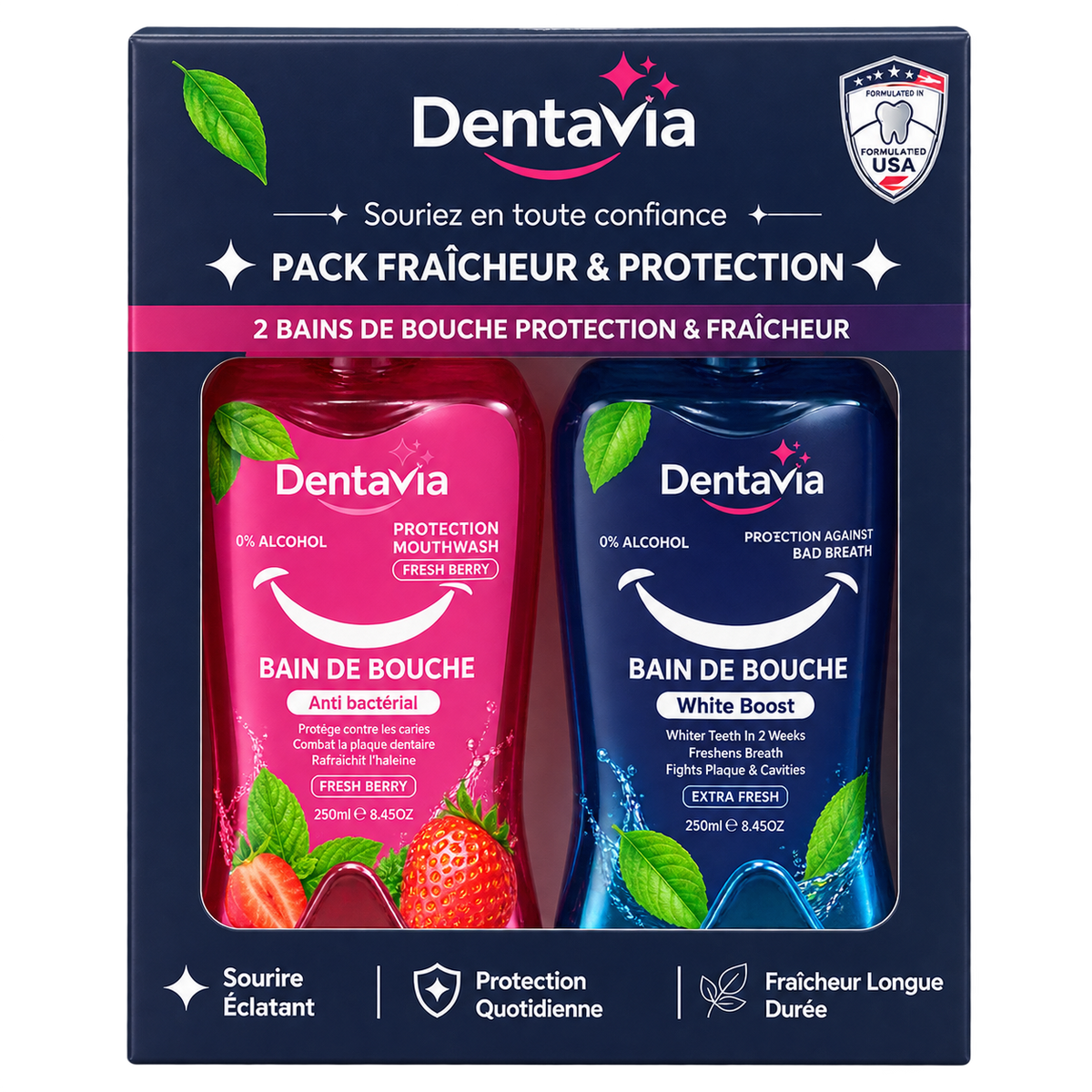 Dentavia Pack Bain De Bouche Fraîcheur & Protection 2pcs